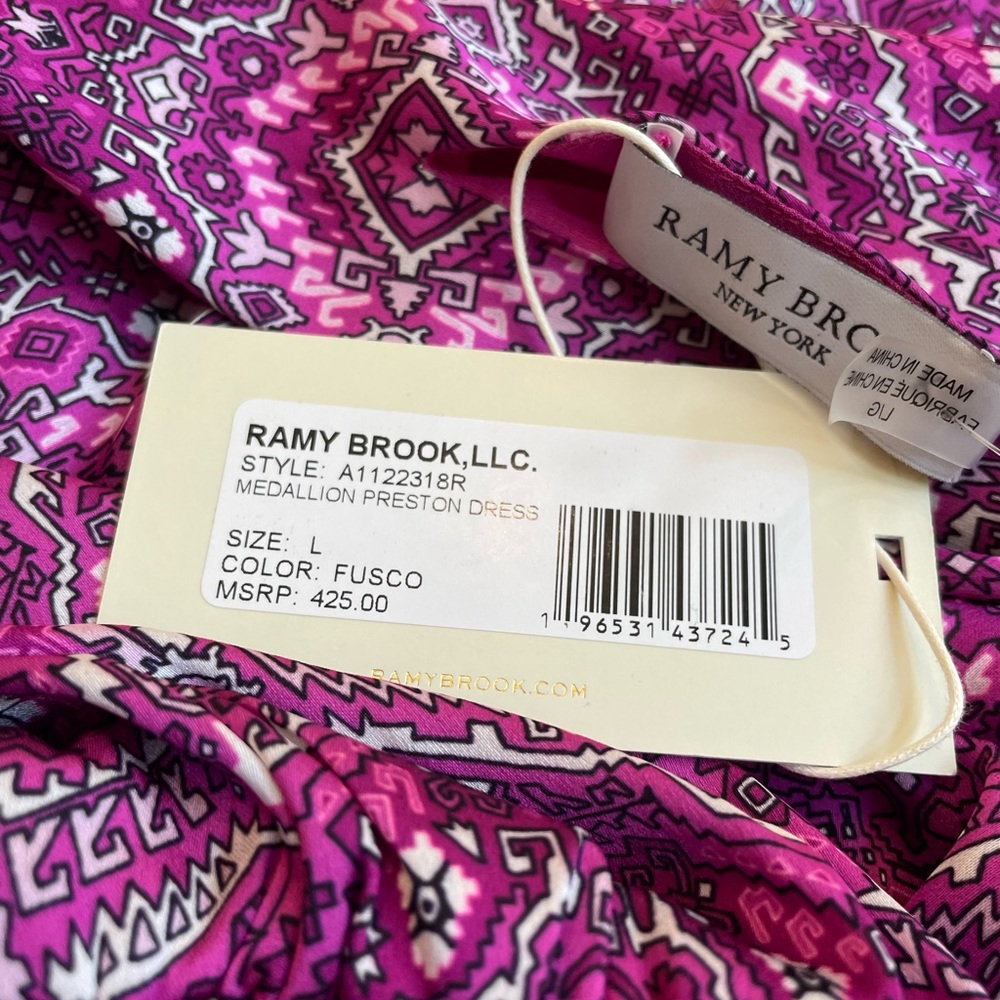 RAMY BROOK Medallion Preston Dress, Size L, Fuchsia NWT